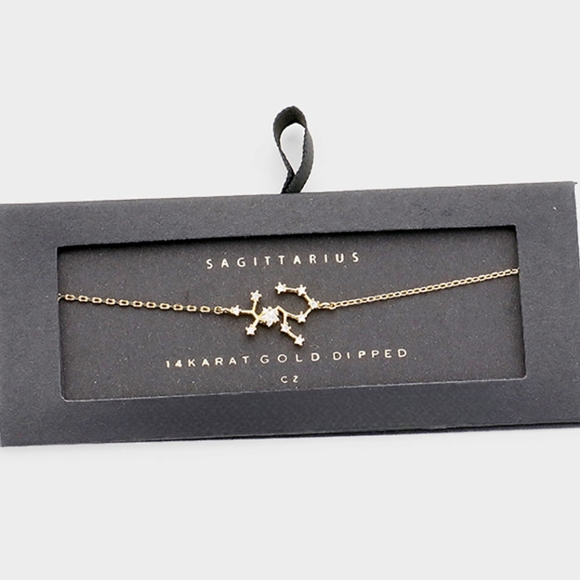 Gold SAGITTARIUS Zodiac Pendant Charm Bracelet - Picture 1 of 3